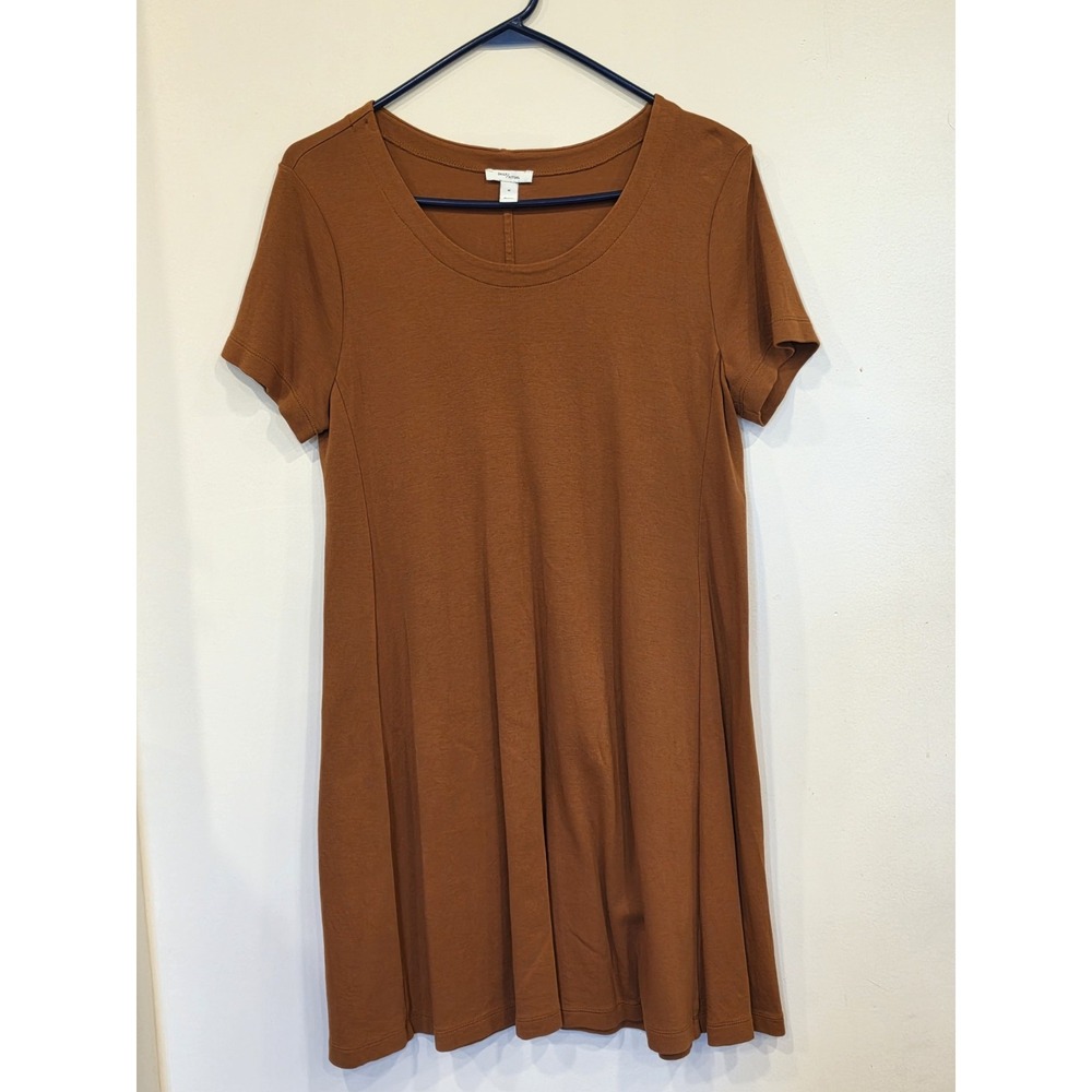Short-Sleeve Swing T-Shirt Dress Rust Terracotta Size XL A-line silhouette Fall